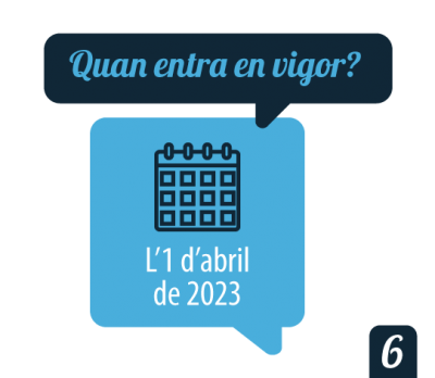 Quan entra en vigor? L'1 d'abril de 2023